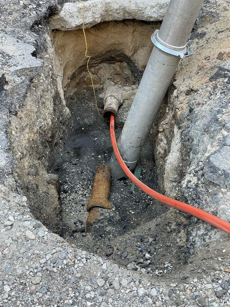 Sewer Camera Inserted in the Pipe