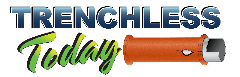 A graphic with the words “TRENCHLESS Today”—“Trenchless” in bold blue and “Today” in green script. To the right, an illustration of a cracked orange pipe hints at pipe lining or trenchless drain repair solutions.